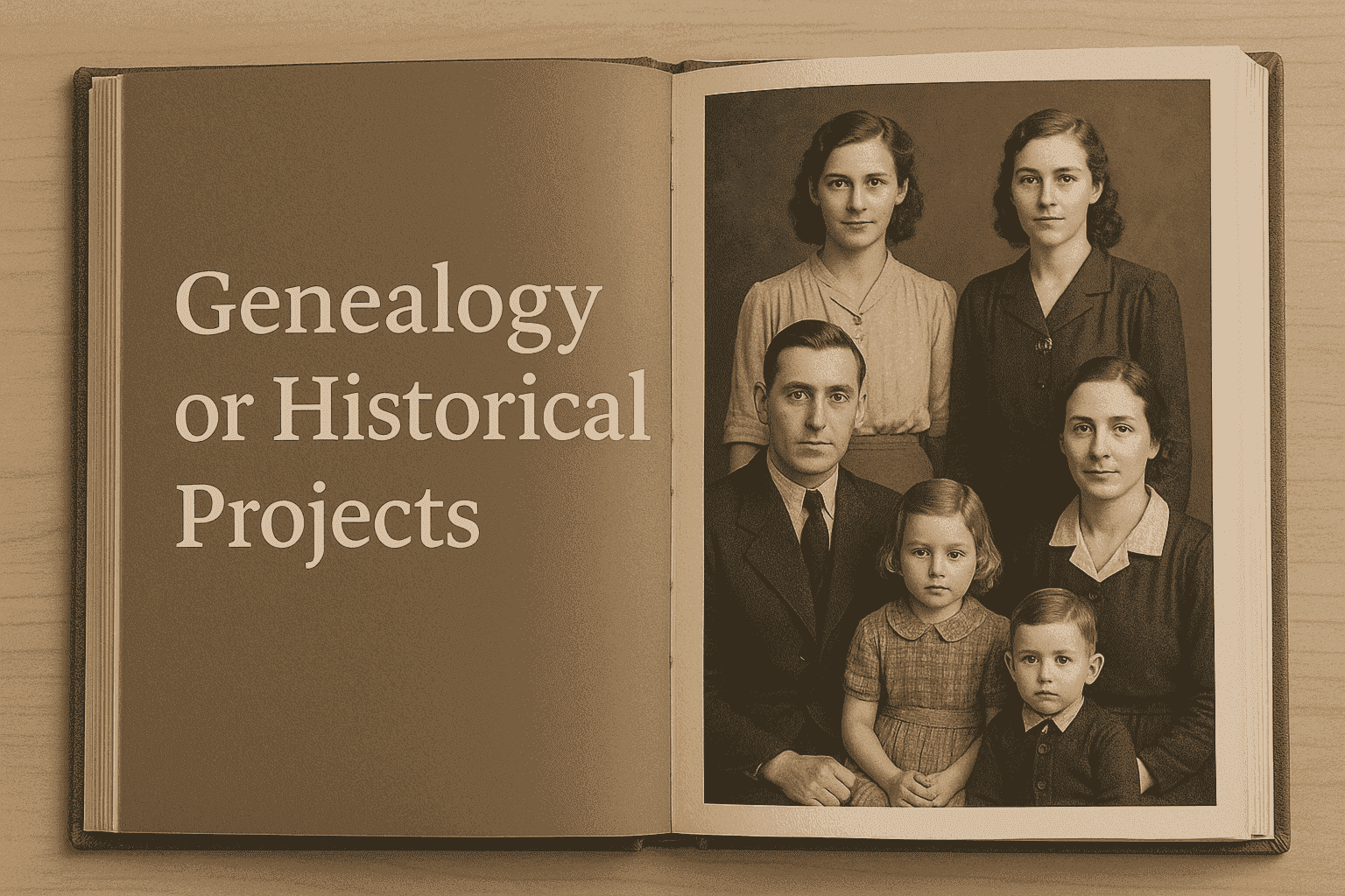 Old family photo restored for genealogy records or history books