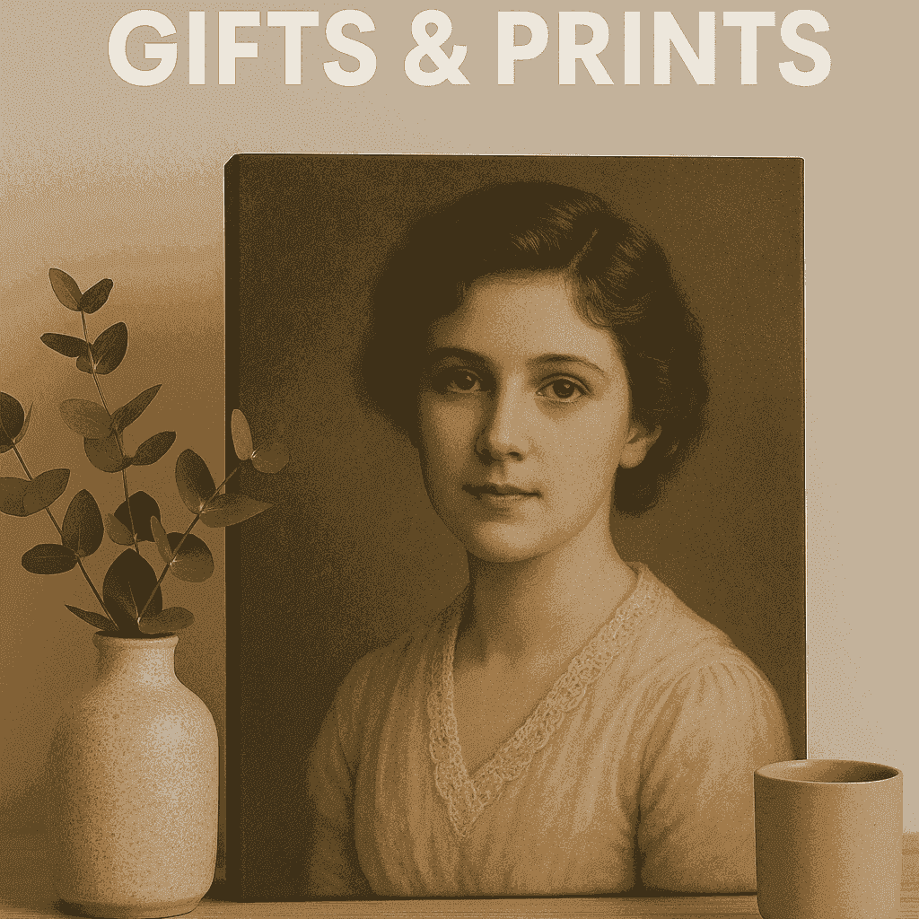 Restored old photo used on a gift print or canvas